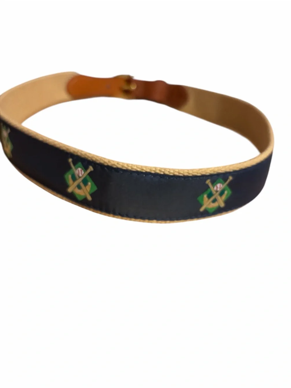 Navy Blue Baseball Youth Web Belt with Tan Trim